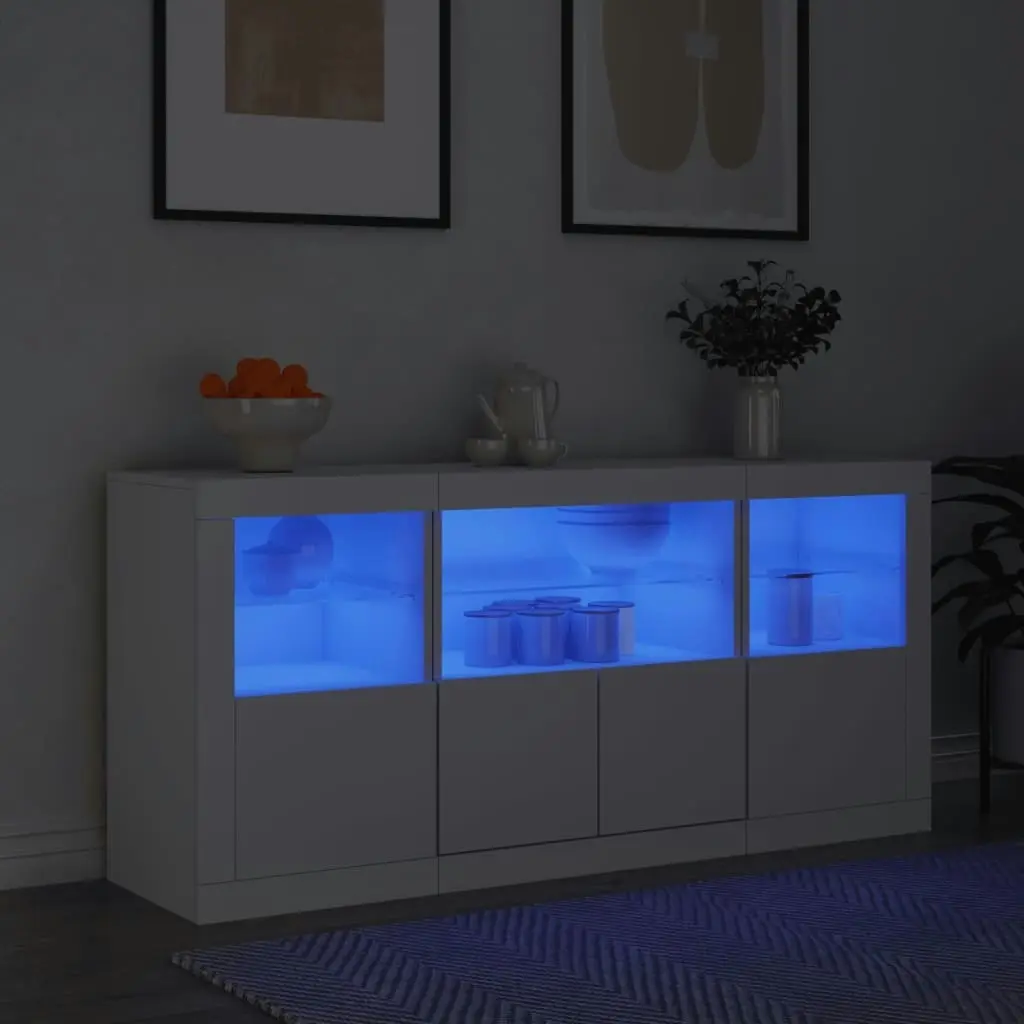 Sideboard with LED Lights White 142.5x37x67 cm 3209065