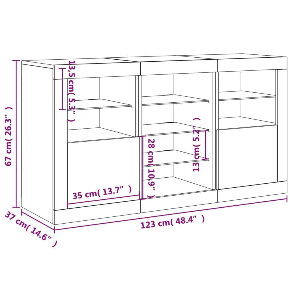 Sideboard with LED Lights White 123x37x67 cm 3209079