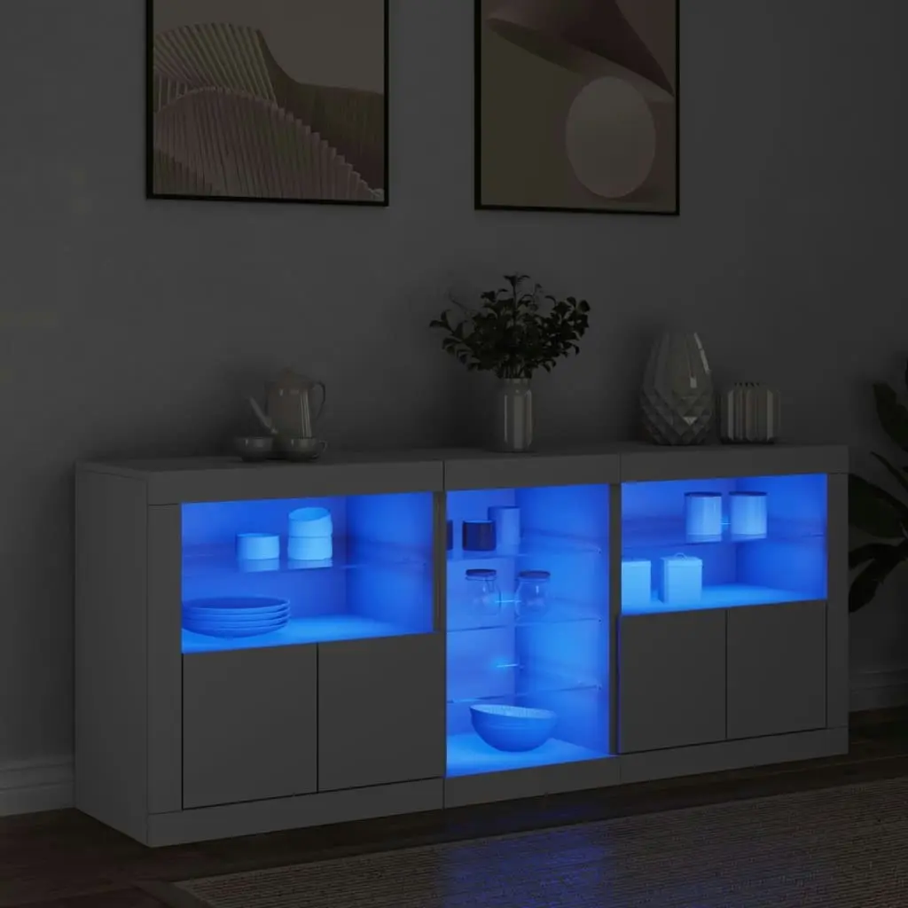 Sideboard with LED Lights White 162x37x67 cm 3209030