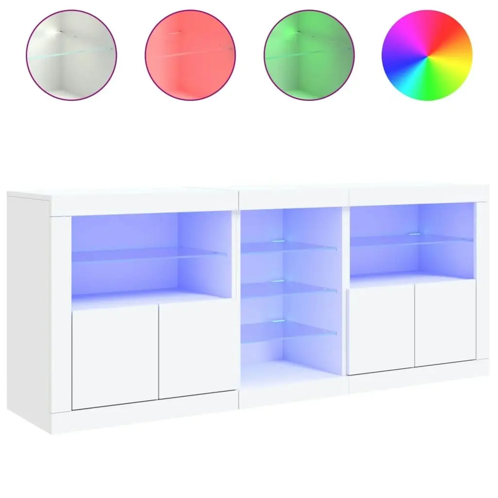 Sideboard with LED Lights White 162x37x67 cm 3209030