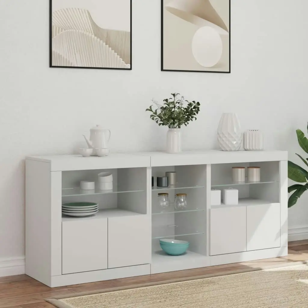 Sideboard with LED Lights White 162x37x67 cm 3209030