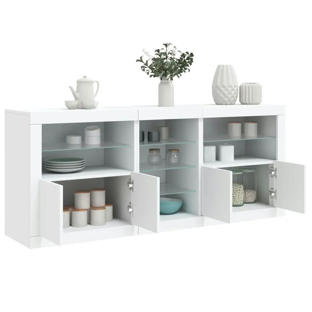 Sideboard with LED Lights White 162x37x67 cm 3209030