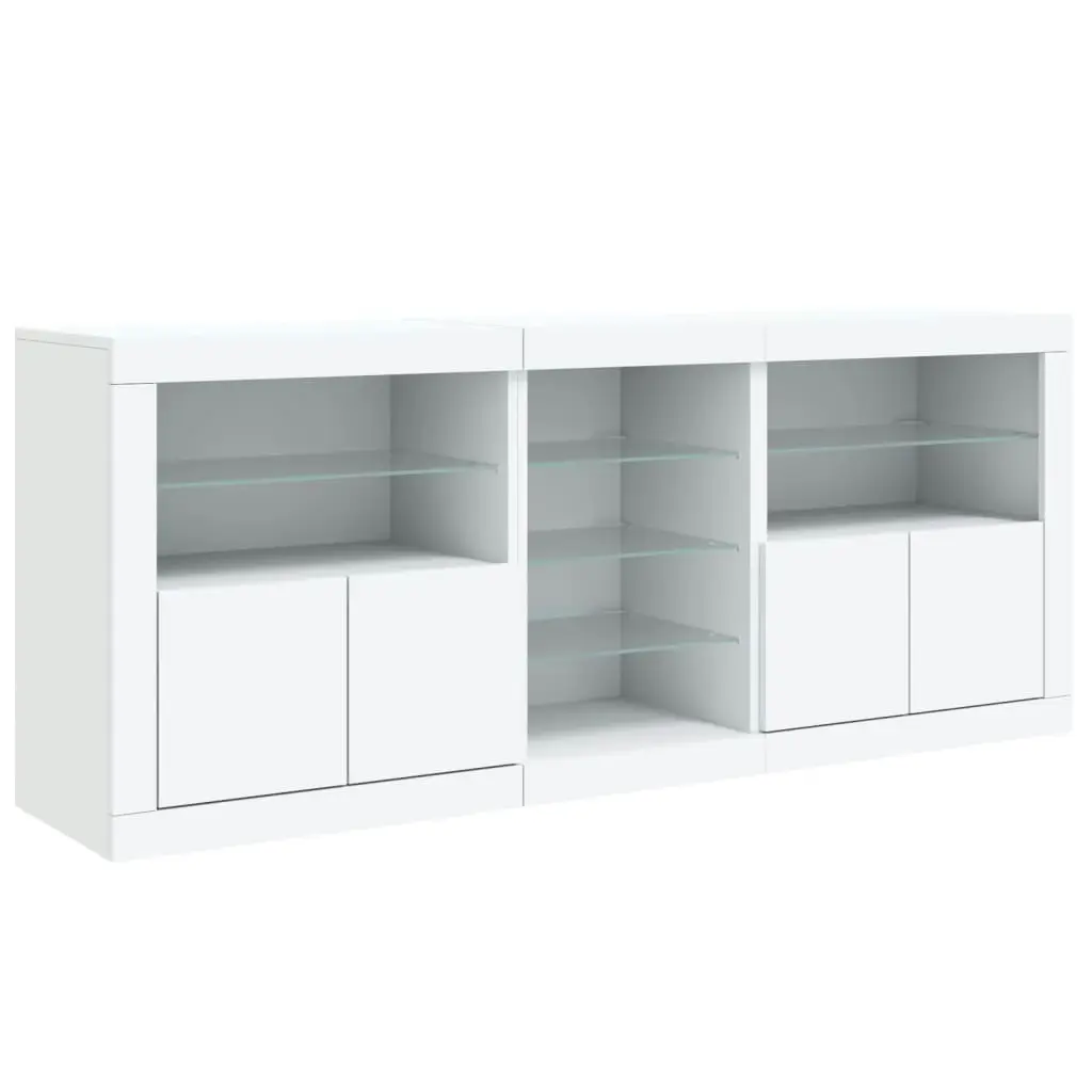 Sideboard with LED Lights White 181.5x37x67 cm 3209037