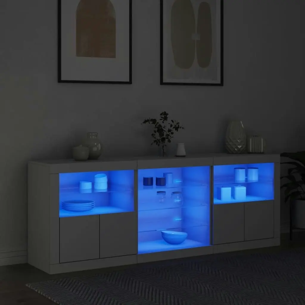 Sideboard with LED Lights White 181.5x37x67 cm 3209037