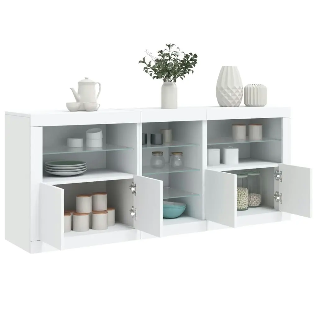 Sideboard with LED Lights White 181.5x37x67 cm 3209037