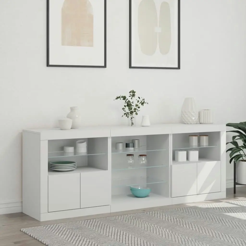 Sideboard with LED Lights White 181.5x37x67 cm 3209037