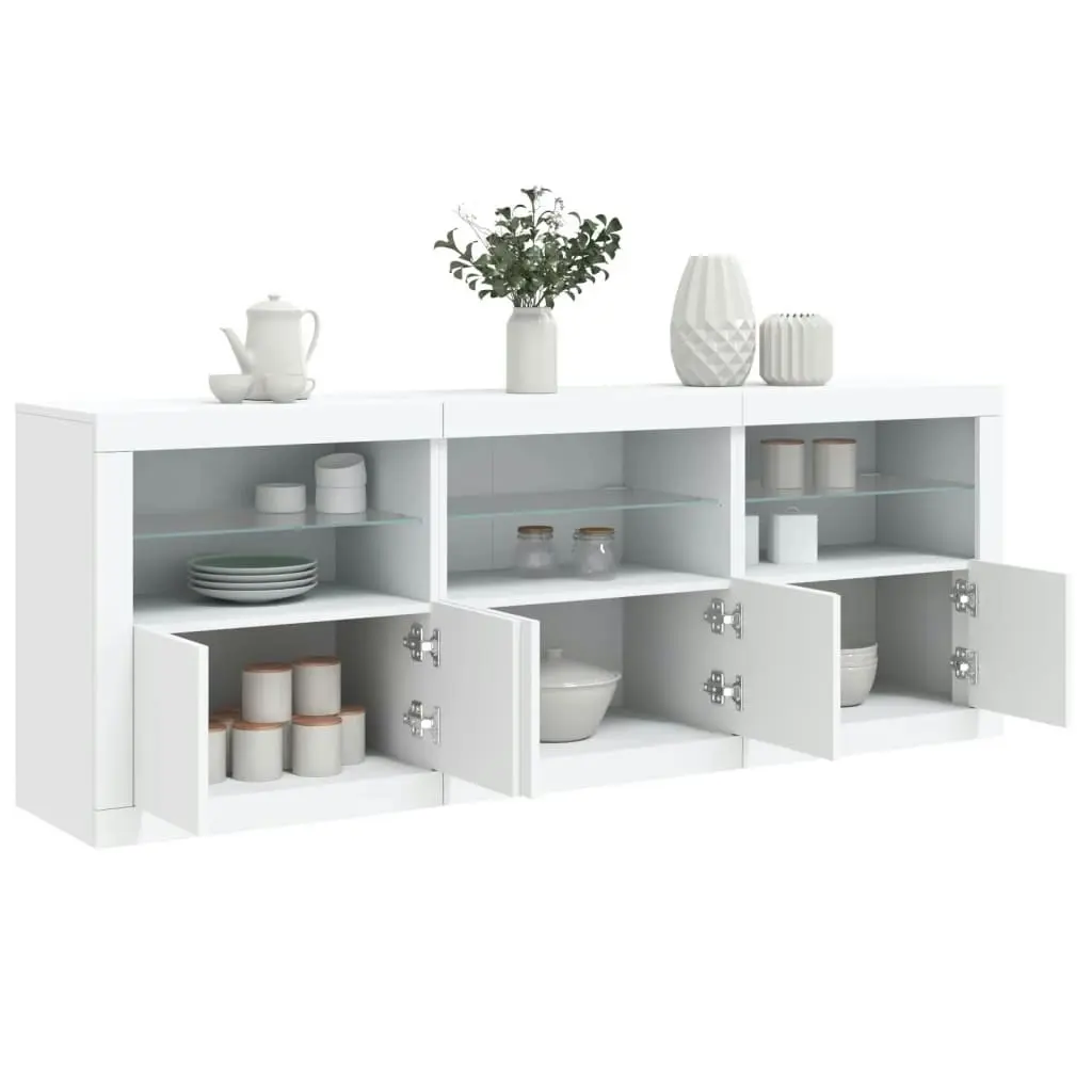 Sideboard with LED Lights White 181.5x37x67 cm 3209002