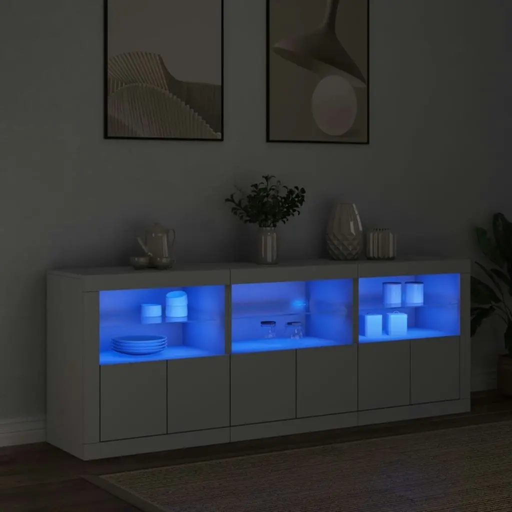 Sideboard with LED Lights White 181.5x37x67 cm 3209002