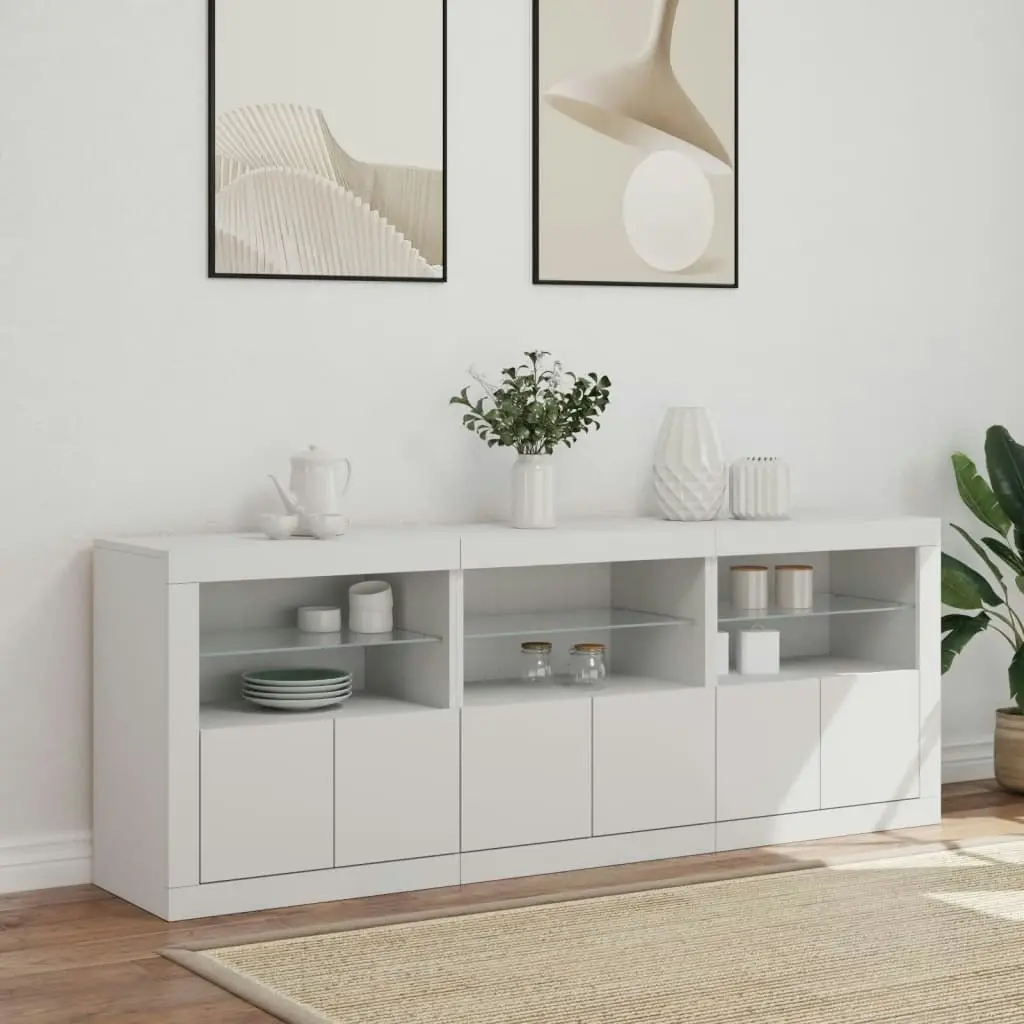 Sideboard with LED Lights White 181.5x37x67 cm 3209002