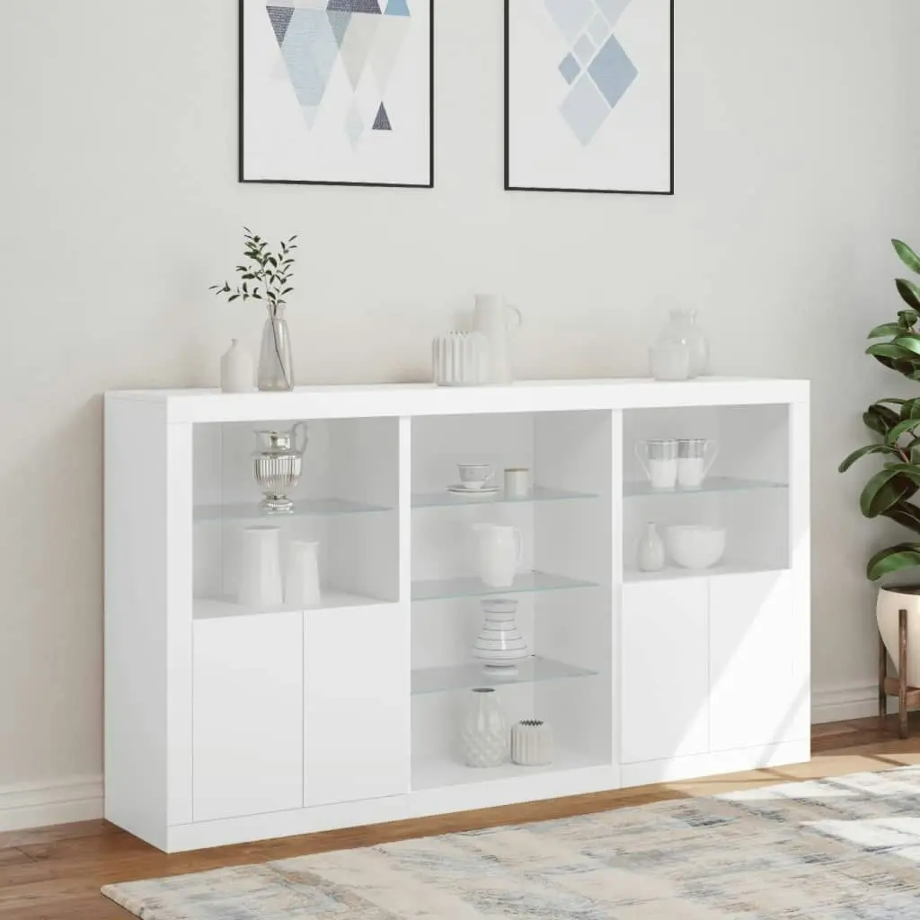 Sideboard with LED Lights White 181.5x37x100 cm 3209177