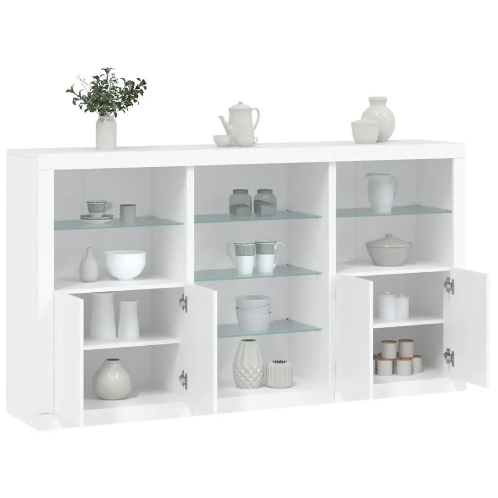 Sideboard with LED Lights White 181.5x37x100 cm 3209177