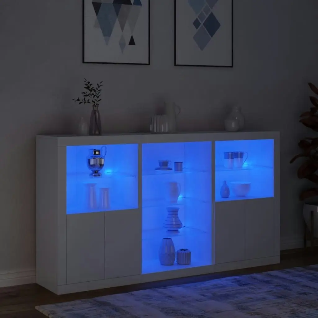 Sideboard with LED Lights White 181.5x37x100 cm 3209177