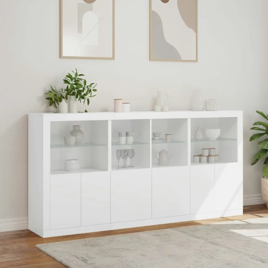 Sideboard with LED Lights White 202x37x100 cm 3209156