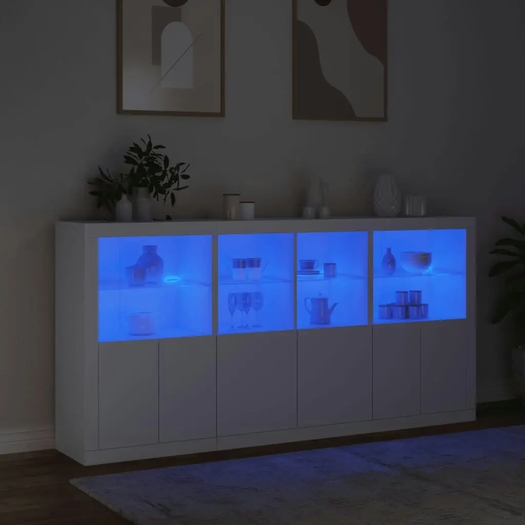 Sideboard with LED Lights White 202x37x100 cm 3209156