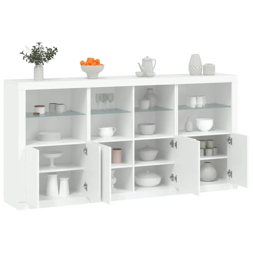 Sideboard with LED Lights White 202x37x100 cm 3209156