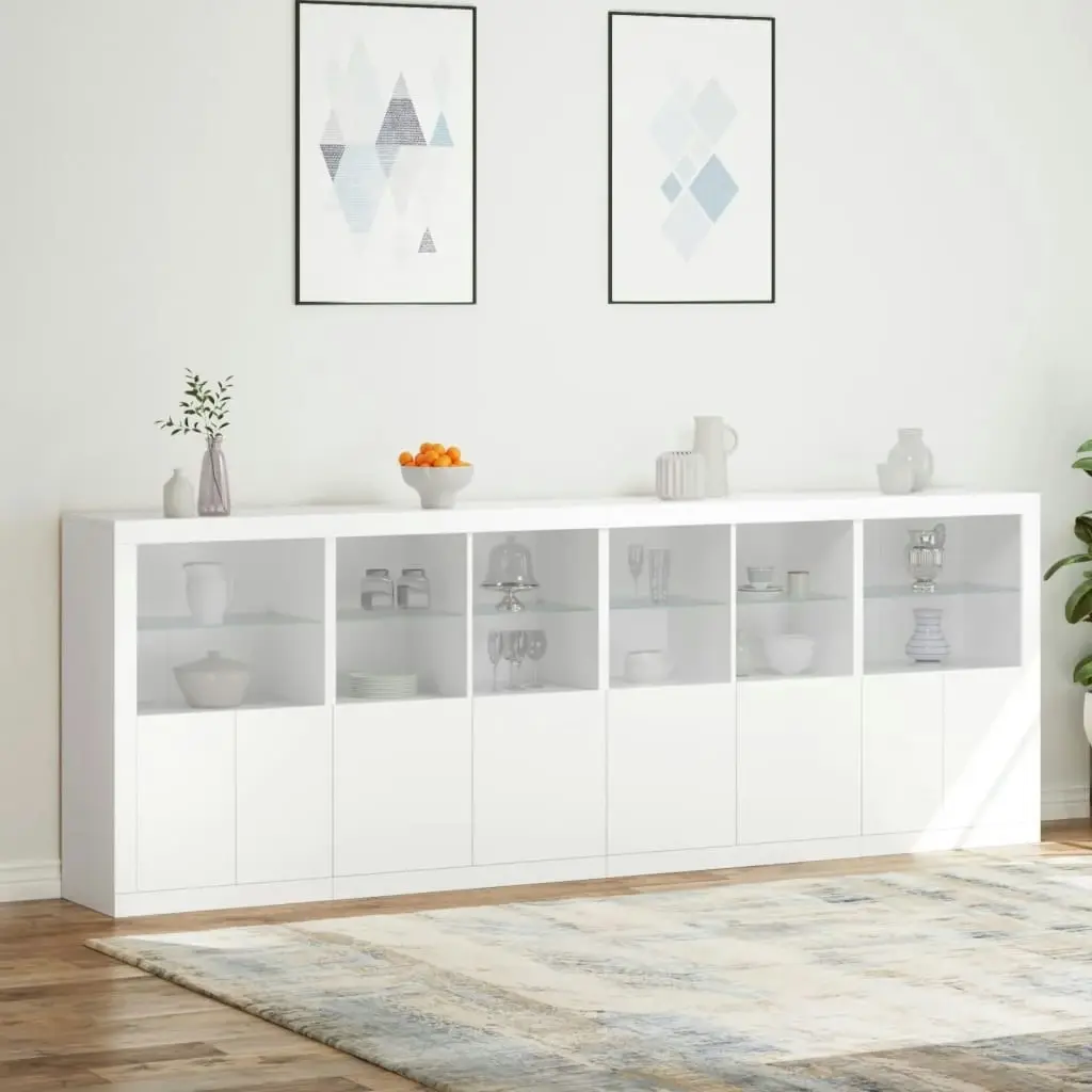 Sideboard with LED Lights White 283x37x100 cm 3209163