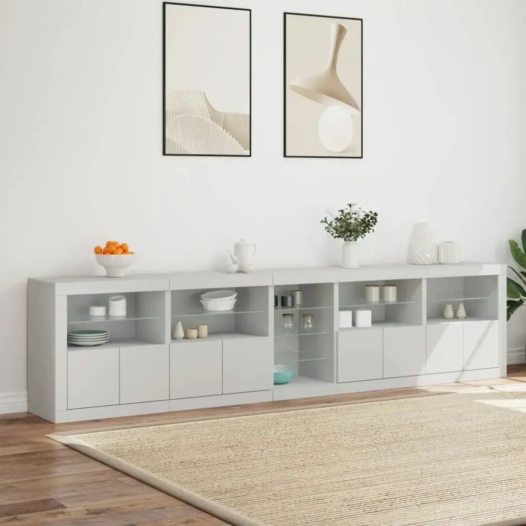 Sideboard with LED Lights White 283x37x67 cm 3209023