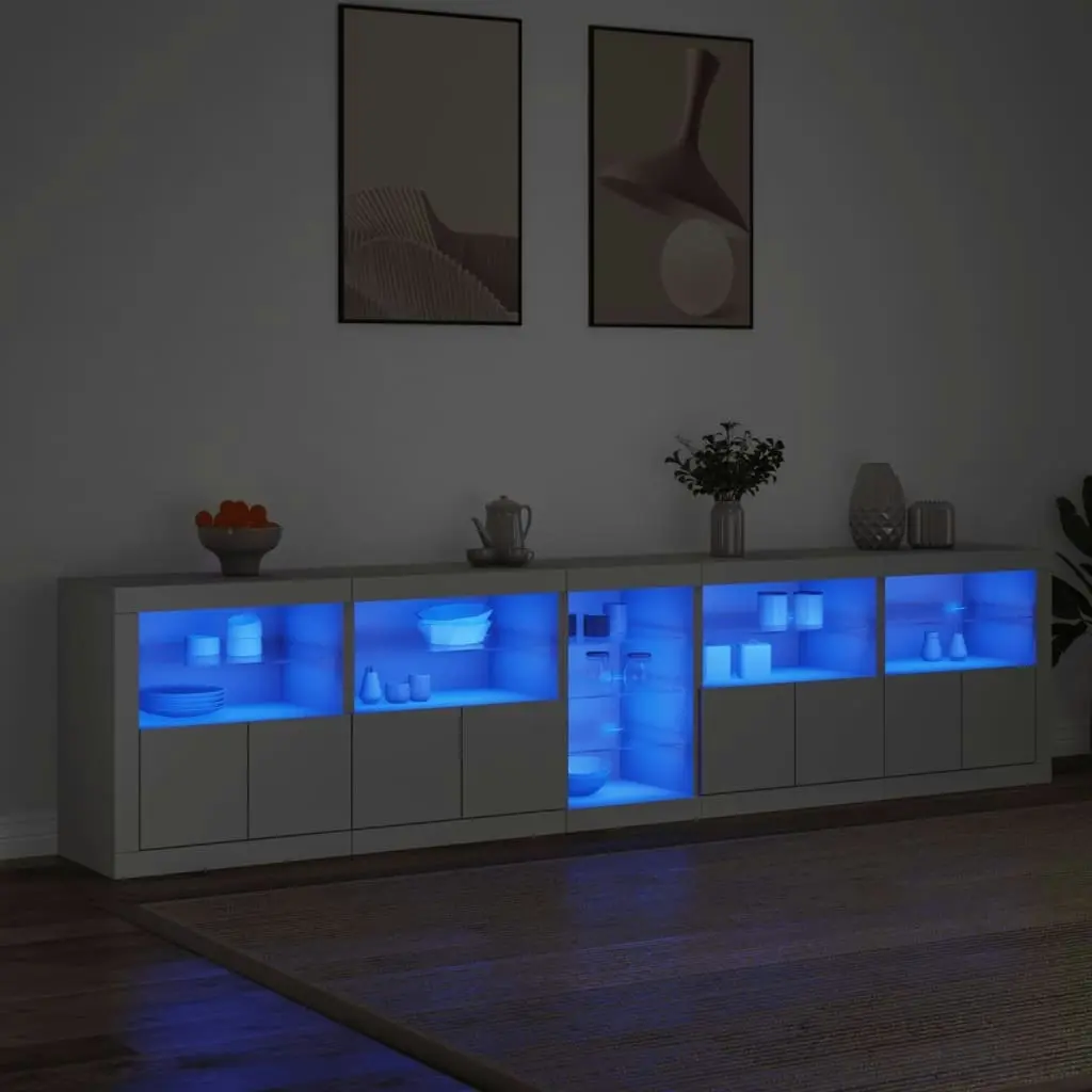 Sideboard with LED Lights White 283x37x67 cm 3209023