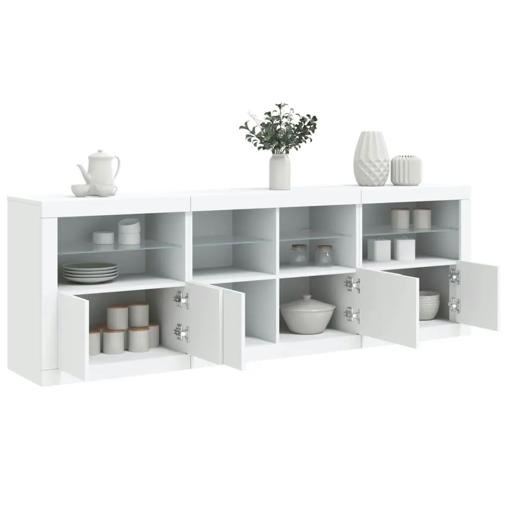 Sideboard with LED Lights White 202x37x67 cm 3209009