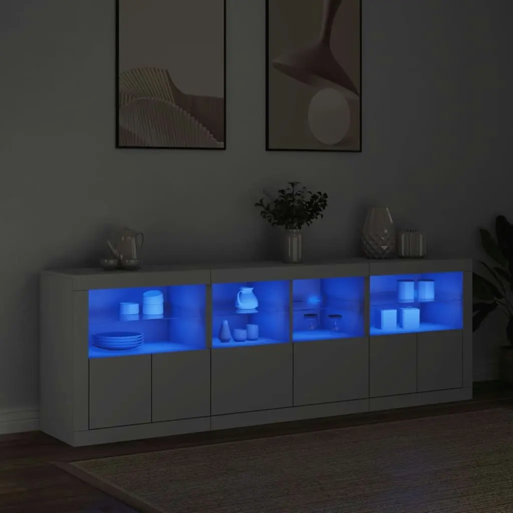 Sideboard with LED Lights White 202x37x67 cm 3209009