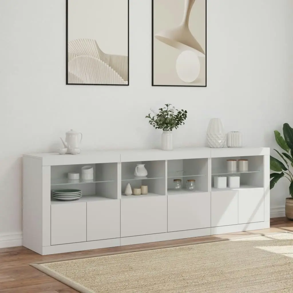 Sideboard with LED Lights White 202x37x67 cm 3209009