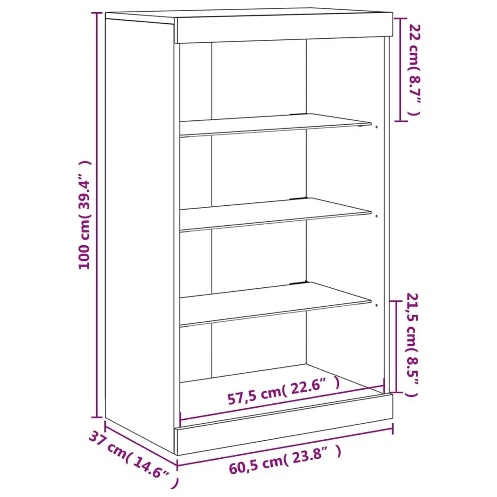 Sideboard with LED Lights White 60.5x37x100 cm 836707