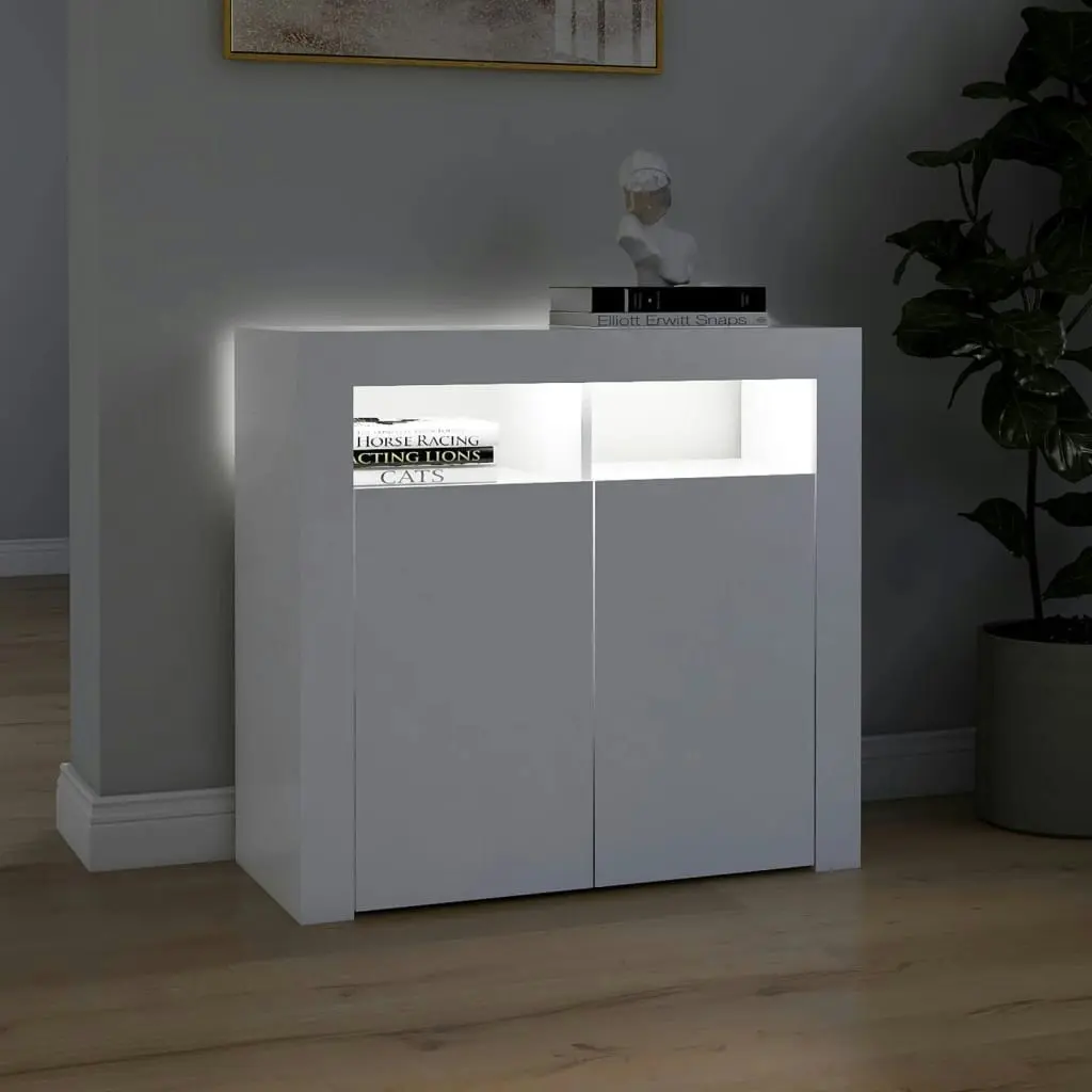 Sideboard with LED Lights White 80x35x75 cm 804328