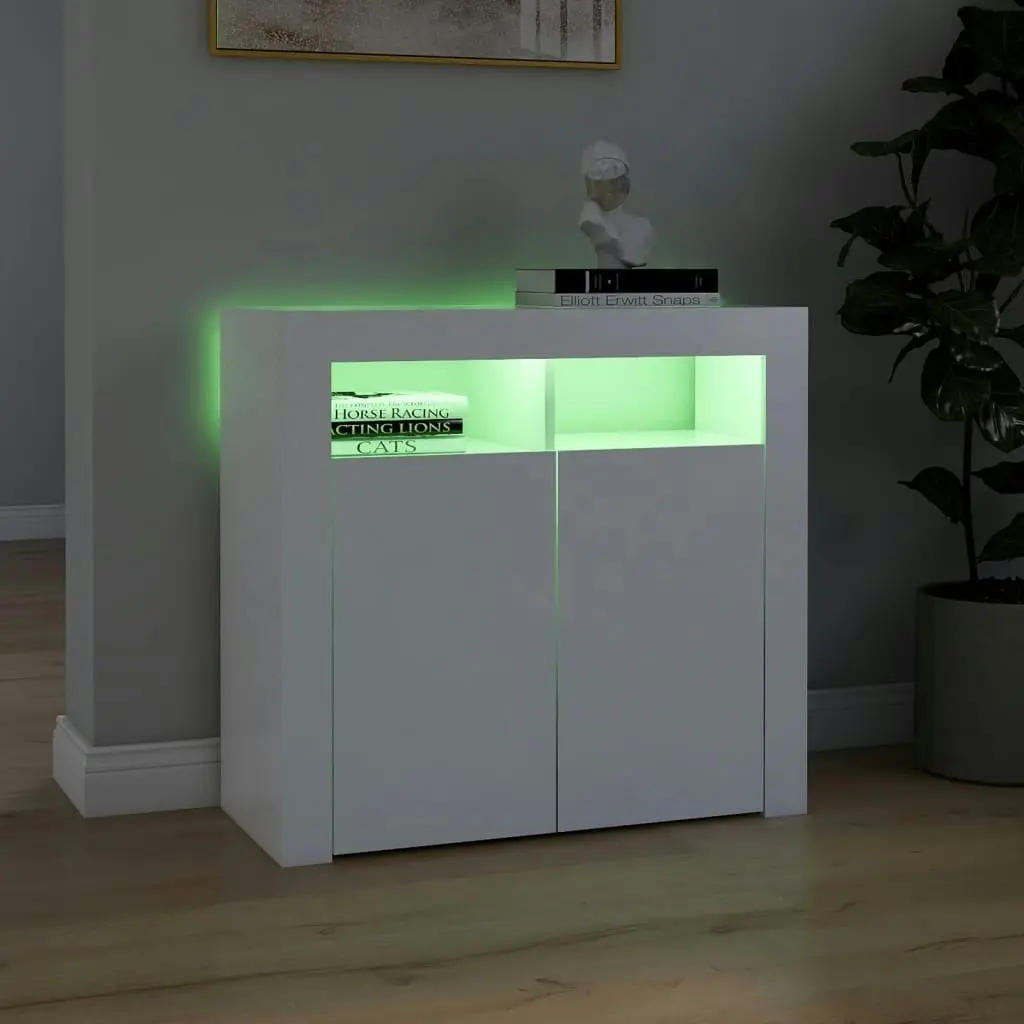 Sideboard with LED Lights White 80x35x75 cm 804328