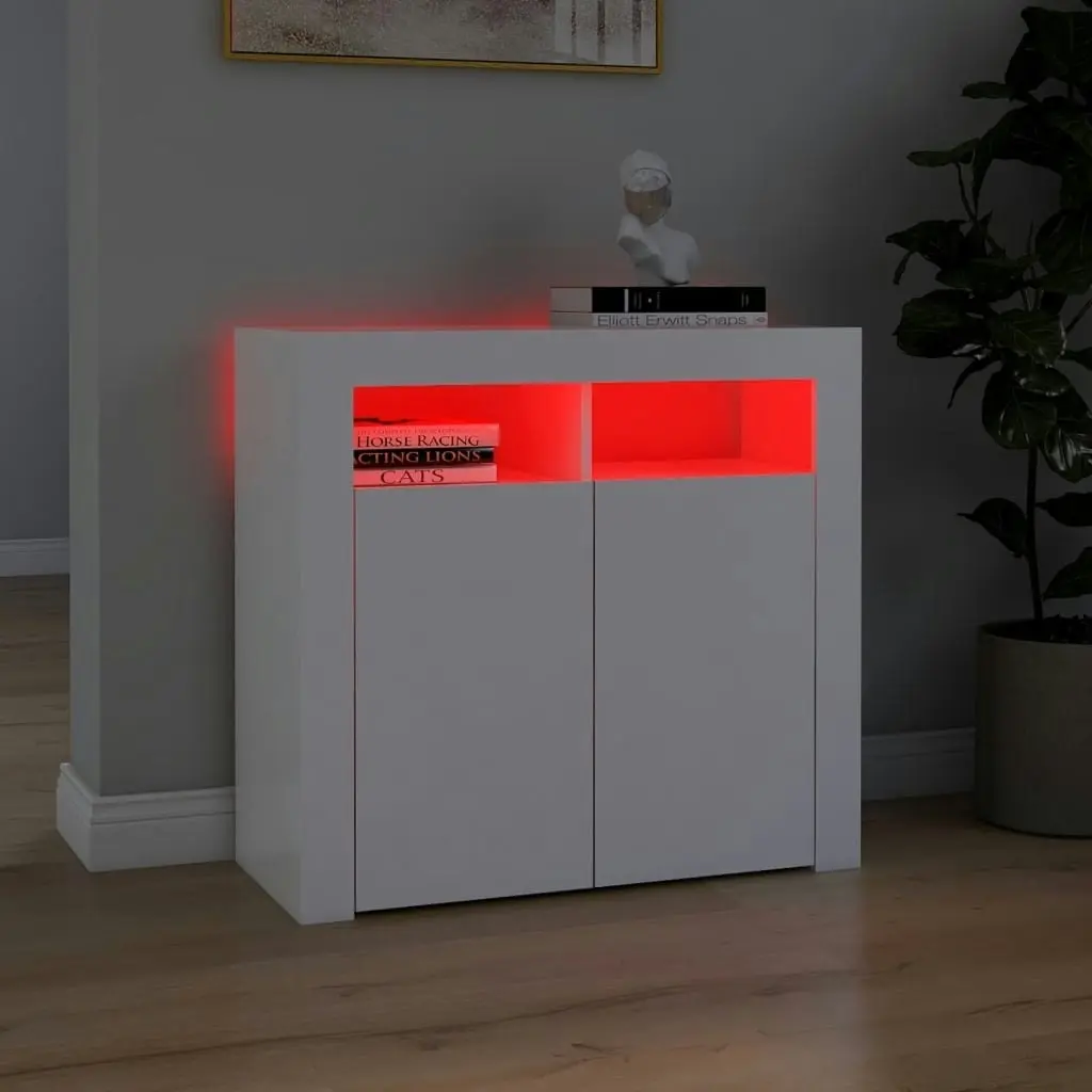 Sideboard with LED Lights White 80x35x75 cm 804328