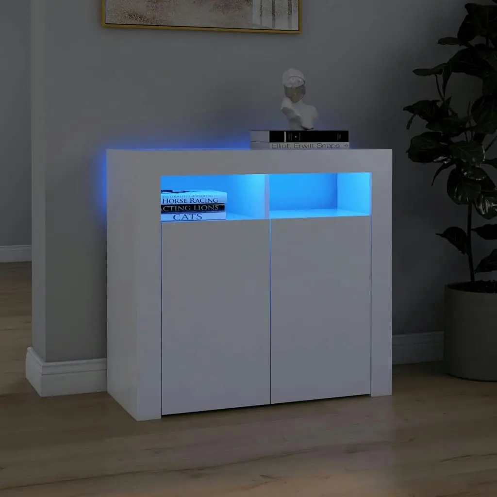 Sideboard with LED Lights White 80x35x75 cm 804328