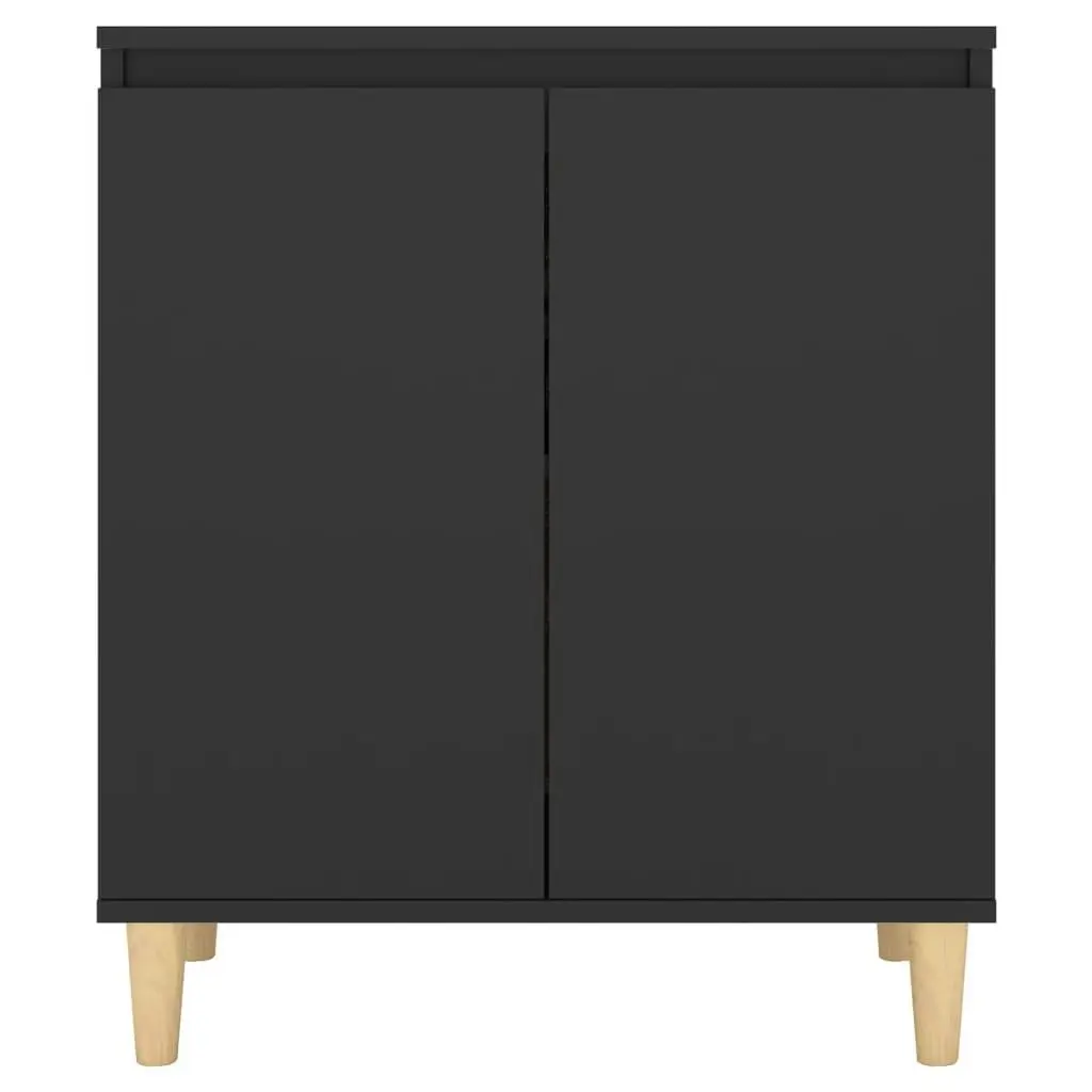 Sideboard with Solid Wood Legs Black 60x35x70 cm Engineered Wood 806068