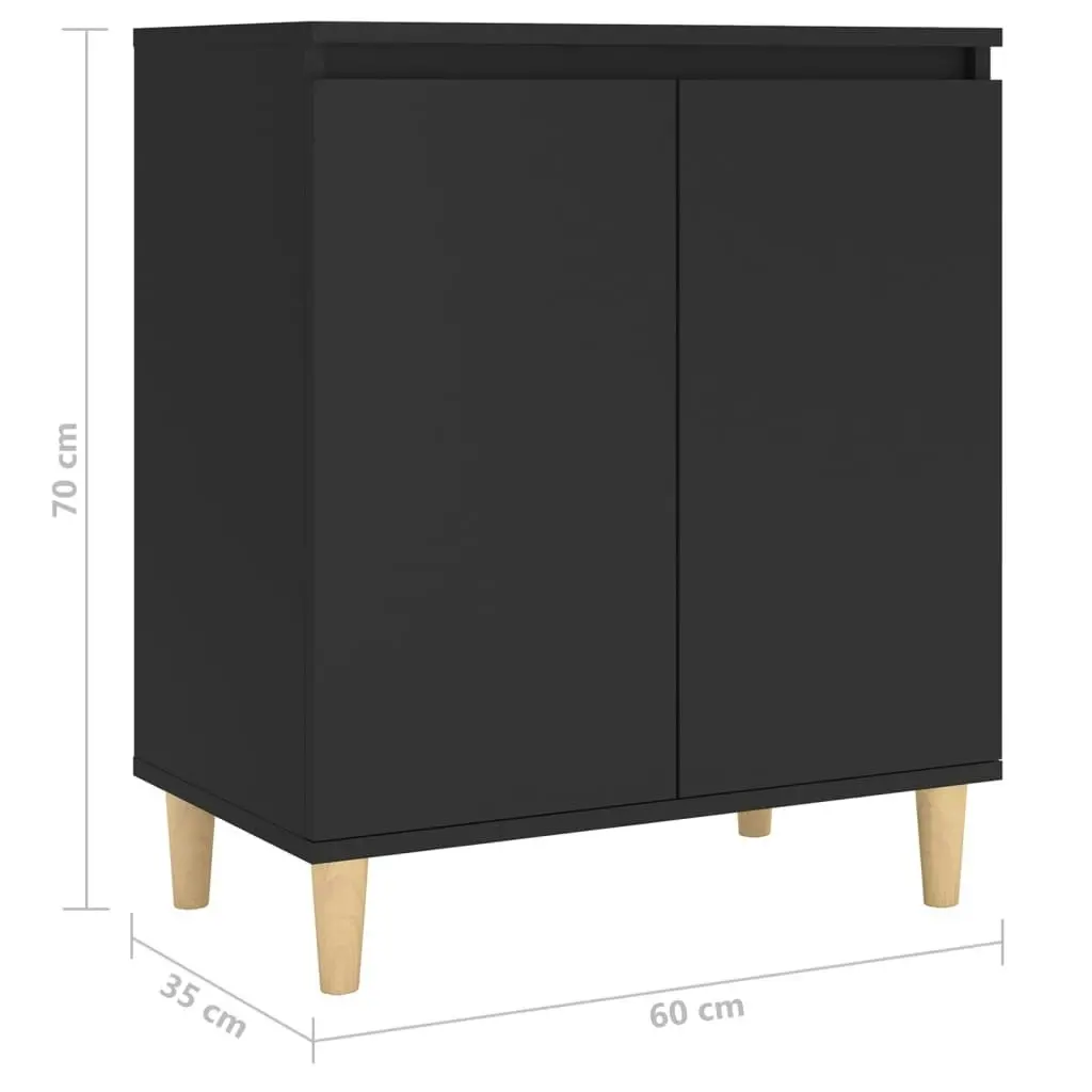 Sideboard with Solid Wood Legs Black 60x35x70 cm Engineered Wood 806068