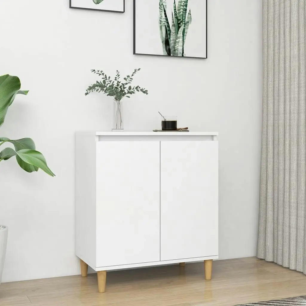 Sideboard with Solid Wood Legs White 60x35x70 cm Engineered Wood 806067