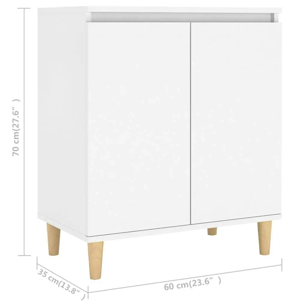 Sideboard with Solid Wood Legs White 60x35x70 cm Engineered Wood 806067