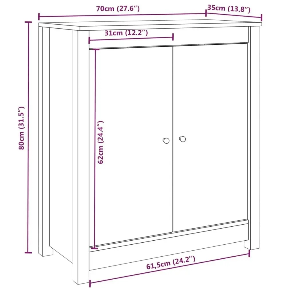 Sideboards 2 pcs 70x35x80 cm Solid Wood Pine 3114064