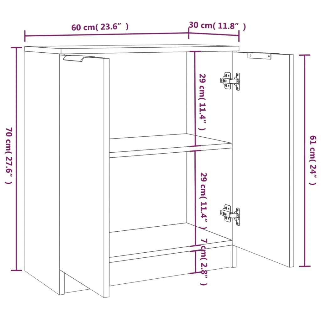 Sideboards 2 pcs Black 60x30x70 cm Engineered Wood 3115773