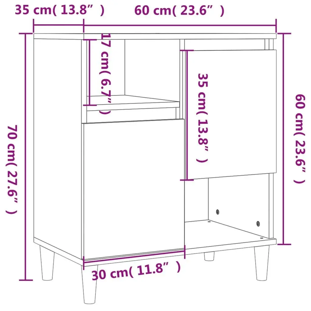 Sideboards 2 pcs Black 60x35x70 cm Engineered Wood 3185720