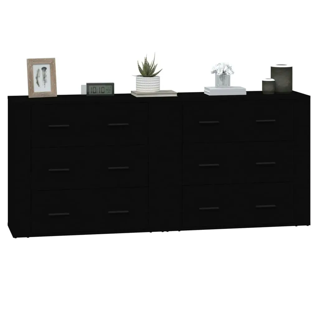 Sideboards 2 pcs Black Engineered Wood 3185408