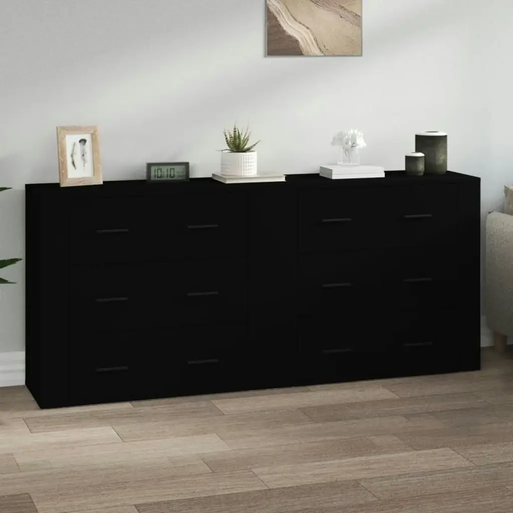 Sideboards 2 pcs Black Engineered Wood 3185408