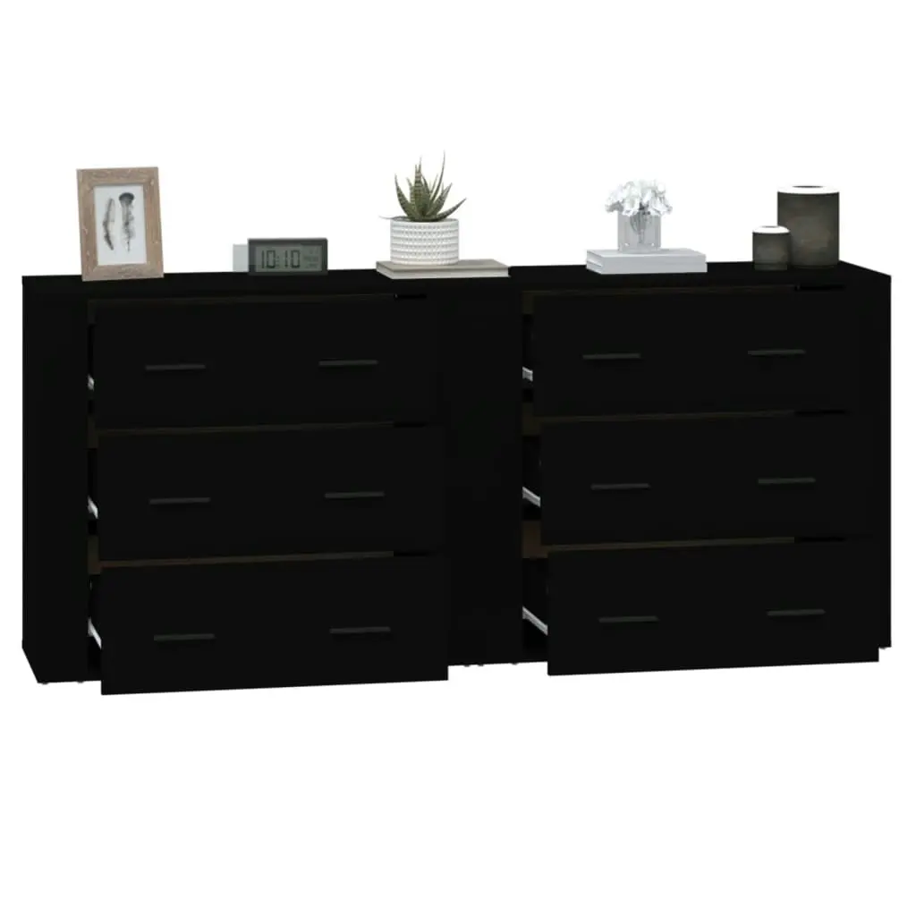 Sideboards 2 pcs Black Engineered Wood 3185408