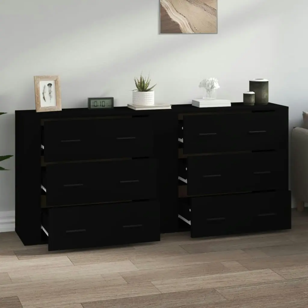 Sideboards 2 pcs Black Engineered Wood 3185408