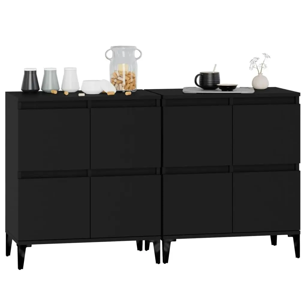 Sideboards 2 pcs Black 60x35x70 cm Engineered Wood 3185760