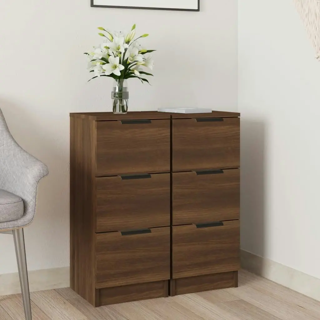 Sideboards 2 pcs Brown Oak 30x30x70 cm Engineered Wood 817017