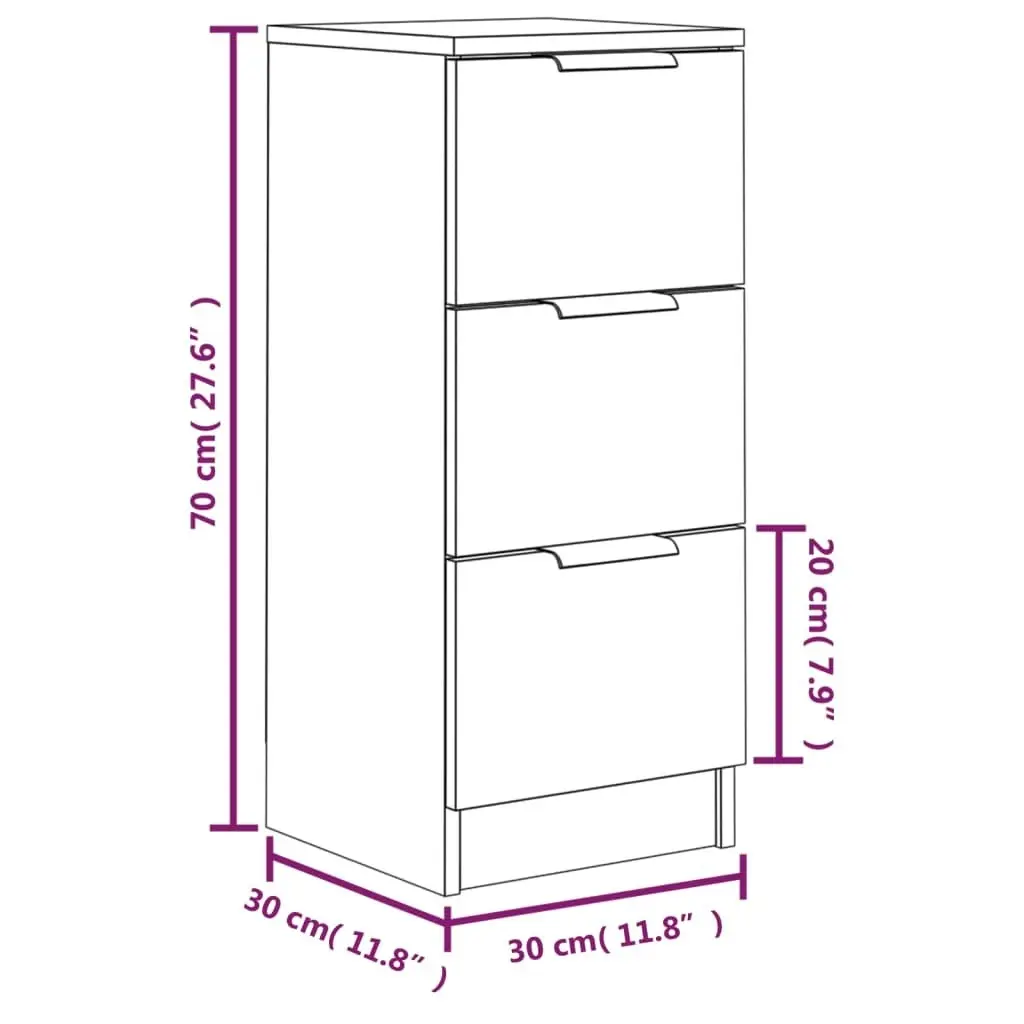 Sideboards 2 pcs Brown Oak 30x30x70 cm Engineered Wood 817017