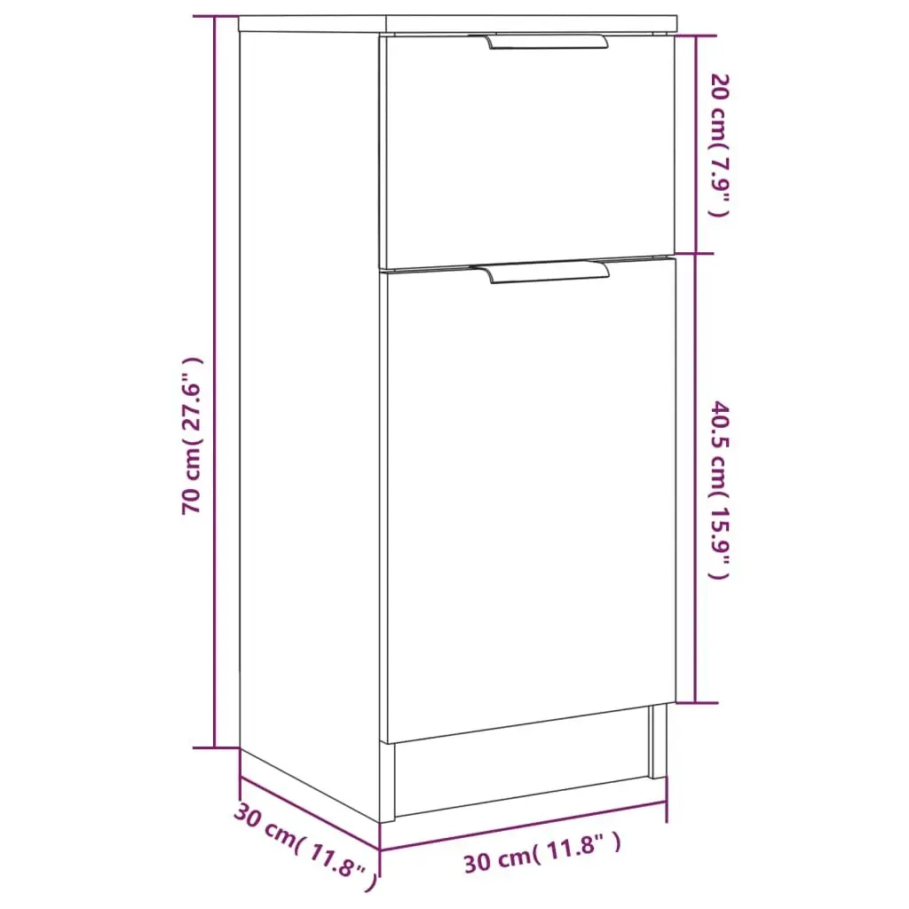 Sideboards 2 pcs Brown Oak 30x30x70 cm Engineered Wood 817005