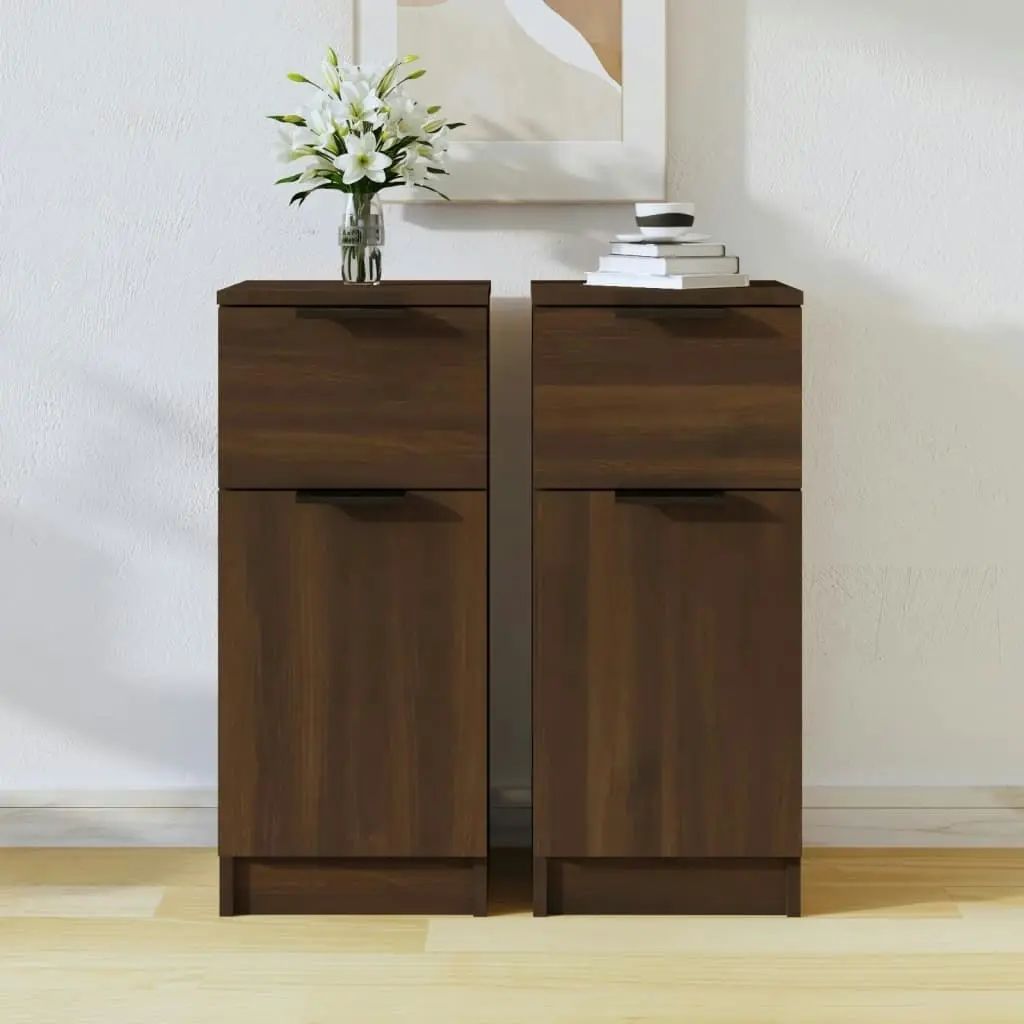 Sideboards 2 pcs Brown Oak 30x30x70 cm Engineered Wood 817005