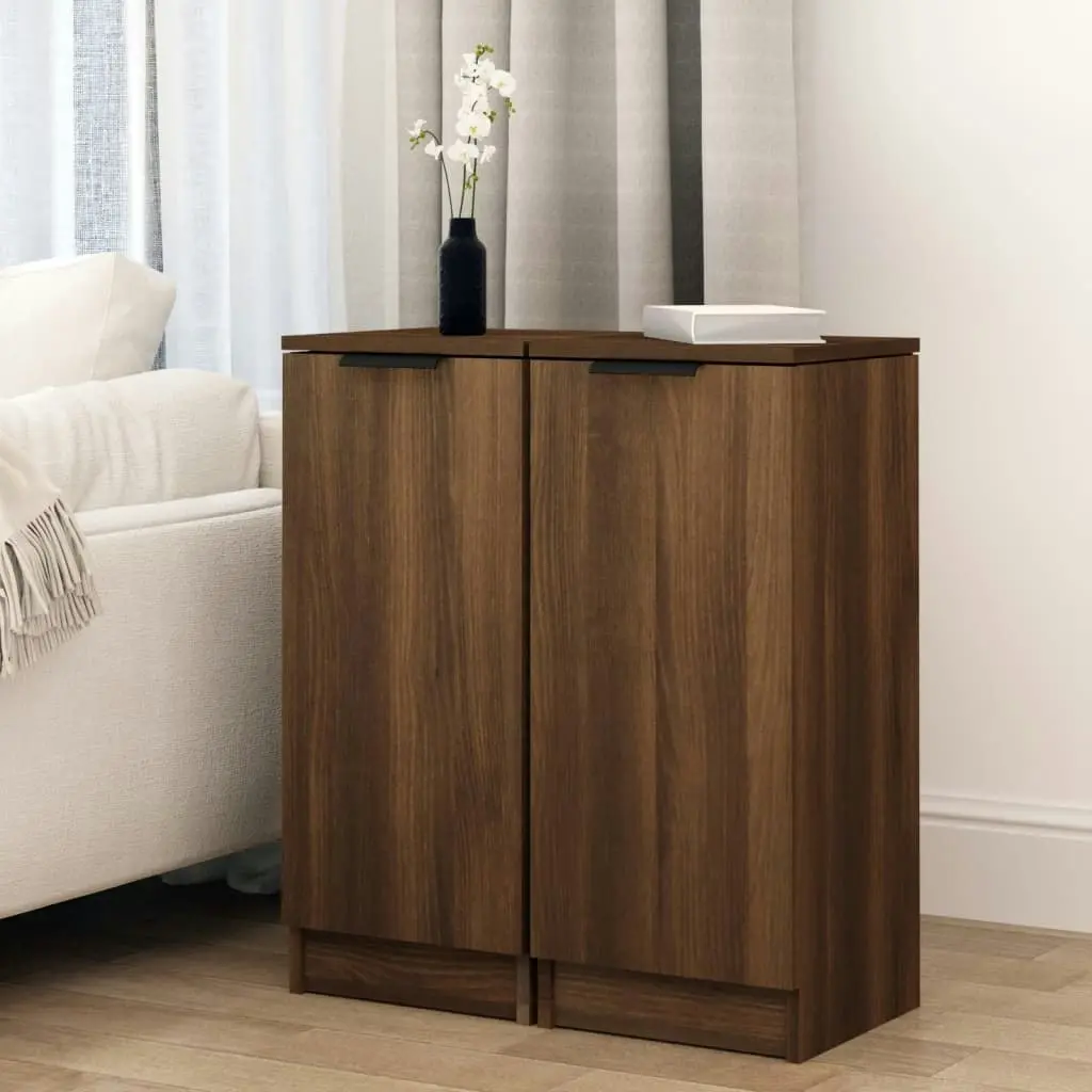 Sideboards 2 pcs Brown Oak 30x30x70 cm Engineered Wood 817011