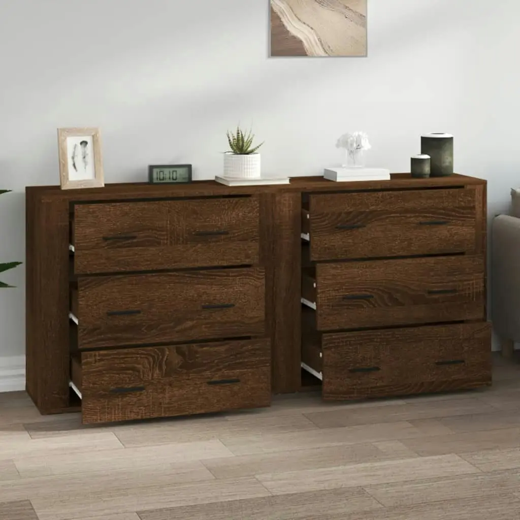 Sideboards 2 pcs Brown Oak Engineered Wood 3185414