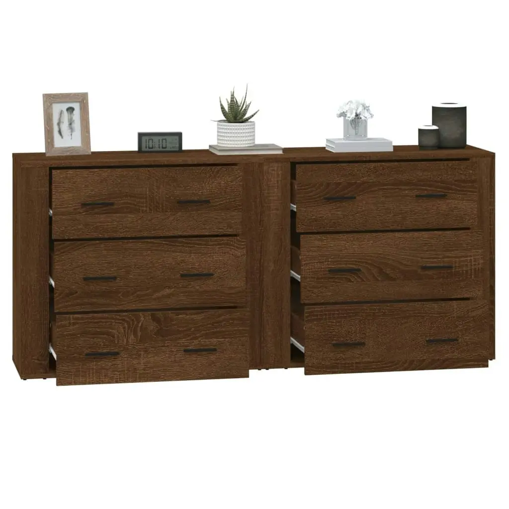 Sideboards 2 pcs Brown Oak Engineered Wood 3185414