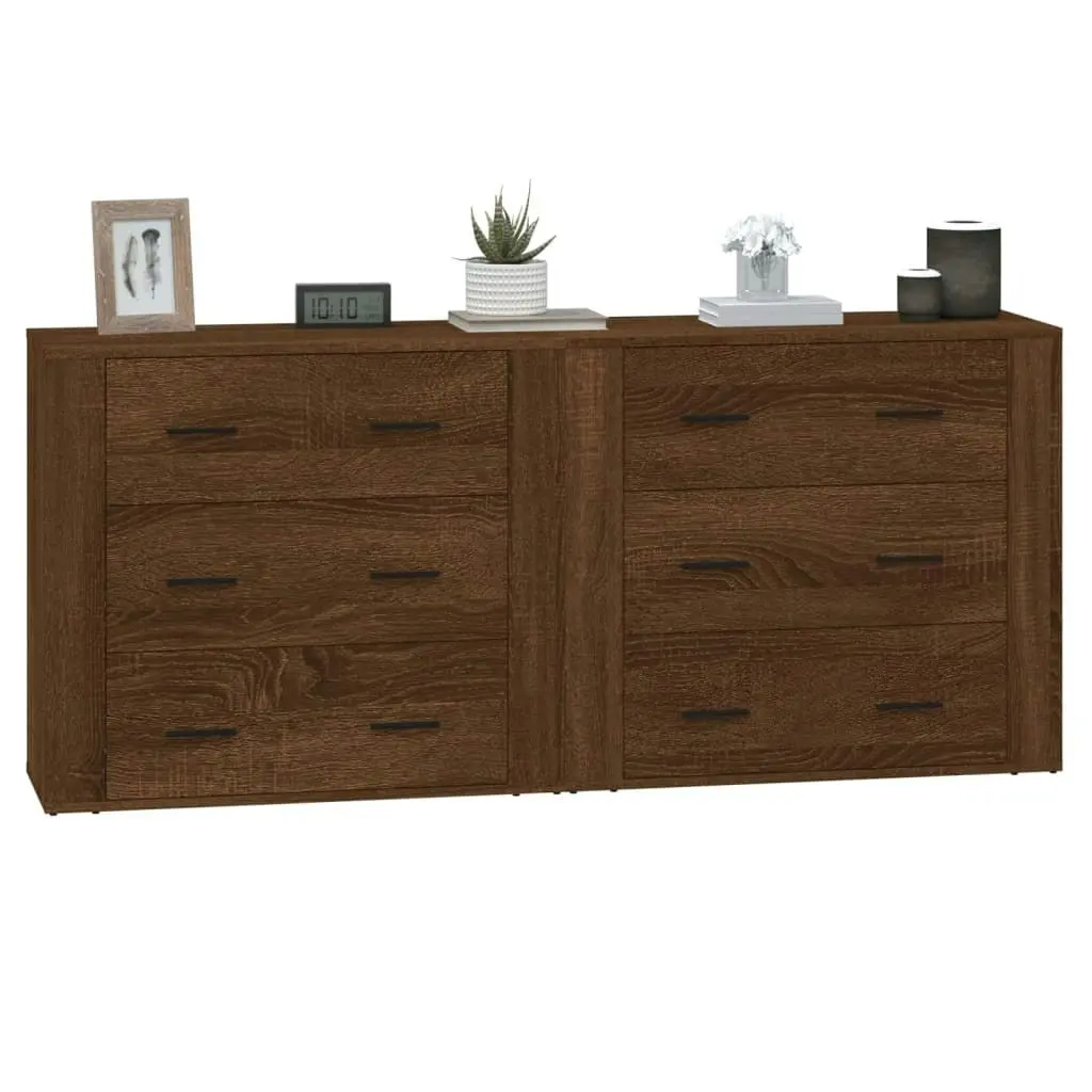 Sideboards 2 pcs Brown Oak Engineered Wood 3185414